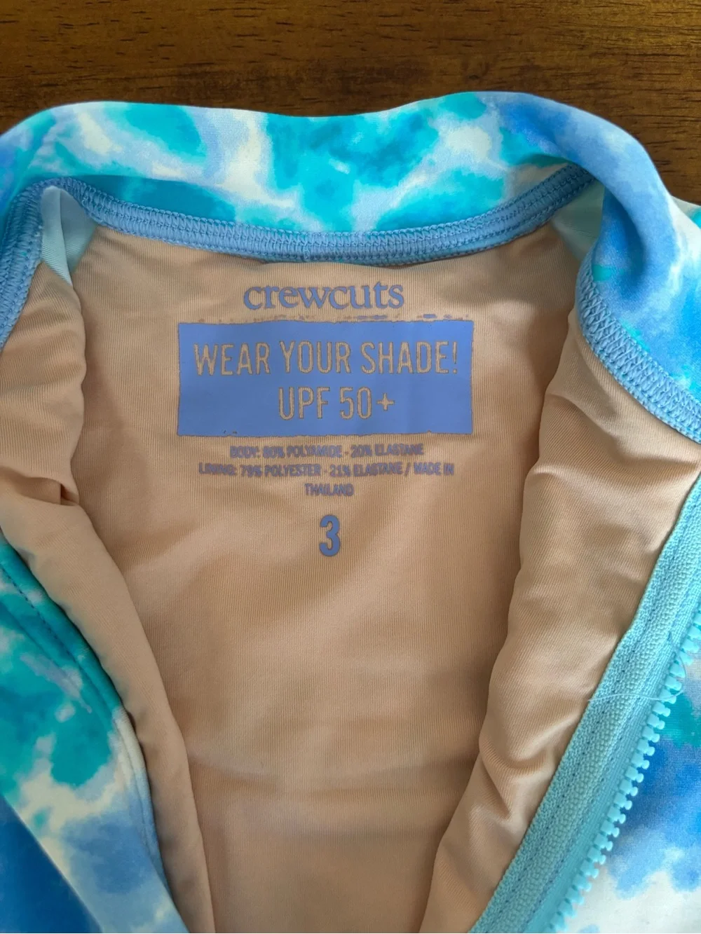 Crewcuts toddler girls Long-Sleeve Zip Front One-Piece Swimsuit Rashguard 3 yrs